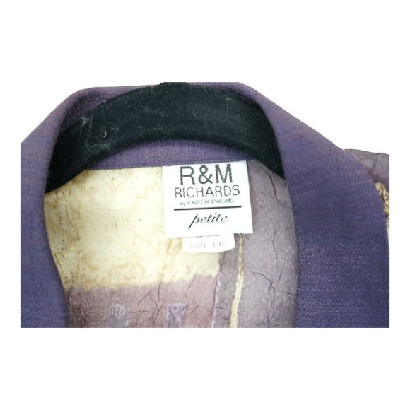 Vintage R&M Richards by Karen Kwong Open Jacket Geometric Block Size 14P Petites - Picture 4 of 5